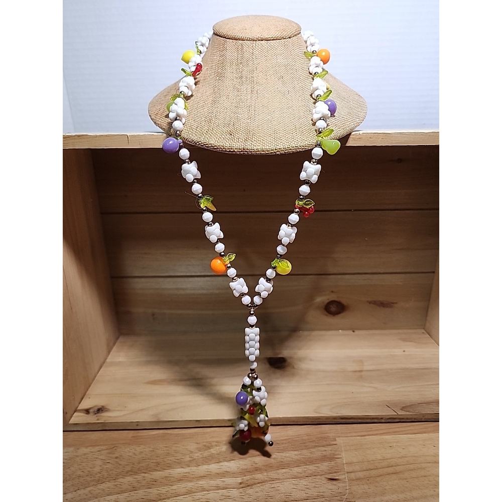 Vintage Early Plastic Carmen Miranda Fruit Salad Necklace 26"